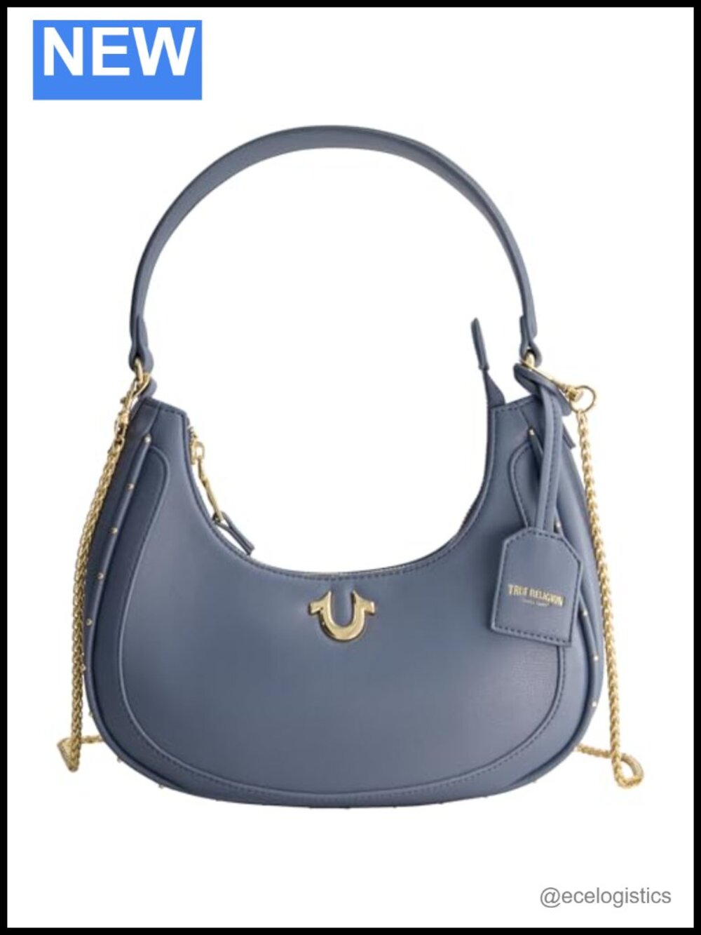 Faux Leather Hobo Bag Crescent Shape Adjustable Chain Strap